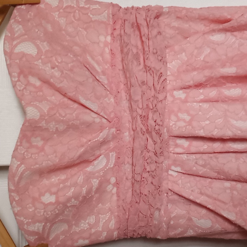 Kismet Pink Lace Strapless Dress Medium